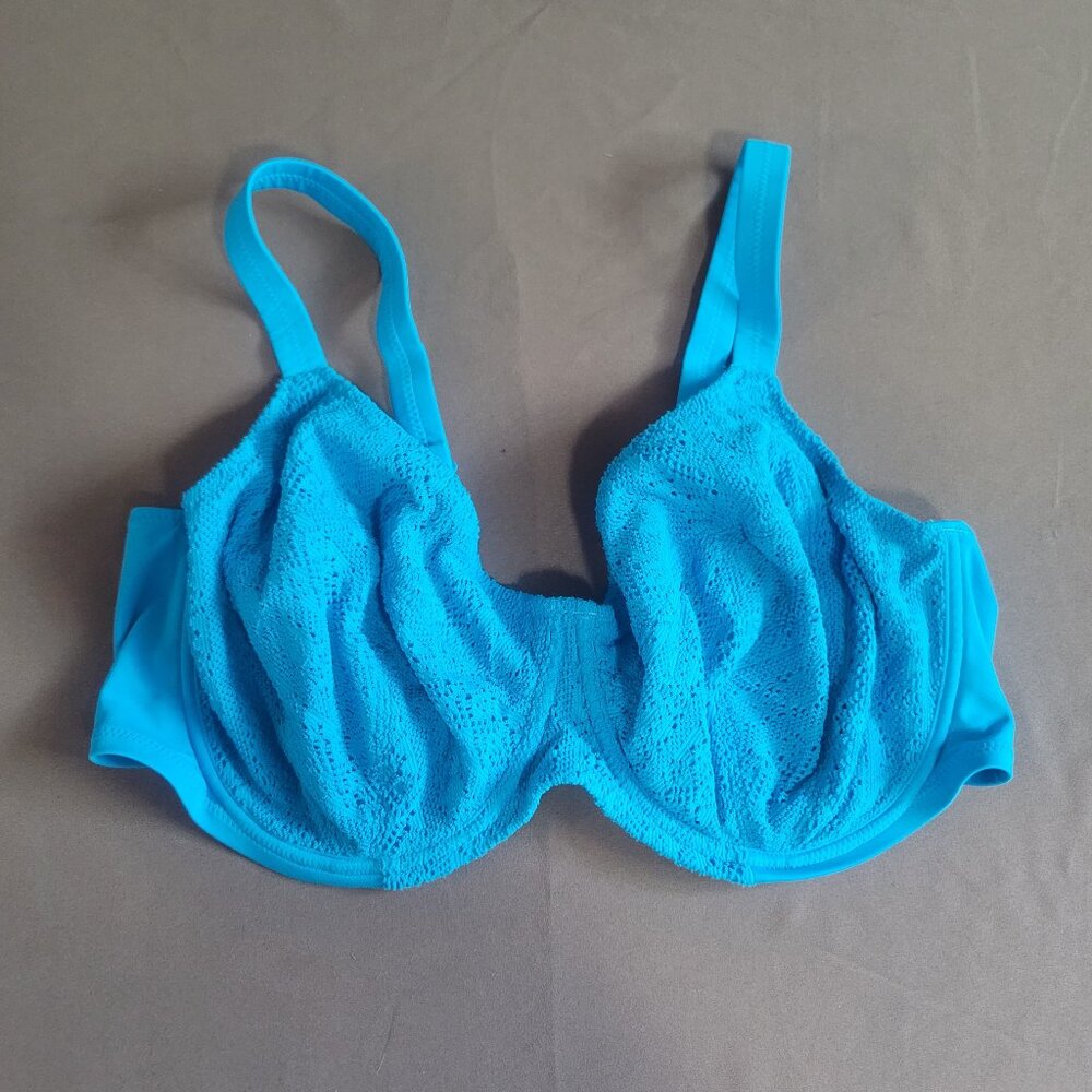 Vintage 90s Bikini Top Womens 14/D* Stretchy Built-In-Bra Beach Vacation Swim